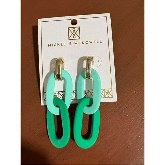 Earrings, Michelle McDowell Earrings, Pierced, Green, Dangle, 2.75”, New - Picture 1 of 2